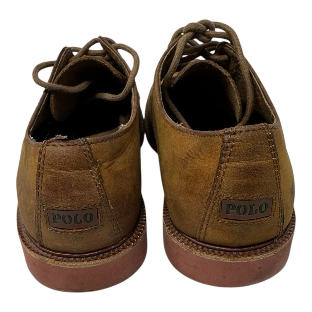 POLO RALPH LAUREN 🤑TAN BROWN SUEDE BUCKS OXFORDS SHOES‎ MENS 8 Preppy Stud 💰